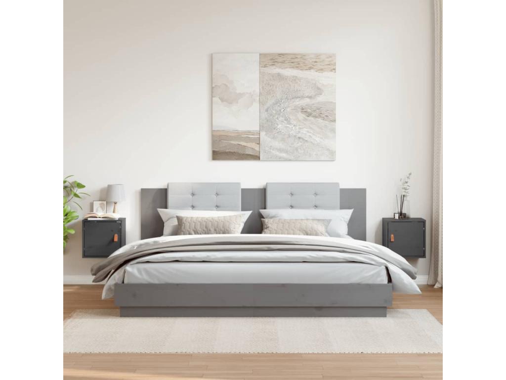 Armoires murales 2 pcs Gris 31.5x30x30 cm Bois de pin massif XWEB15599