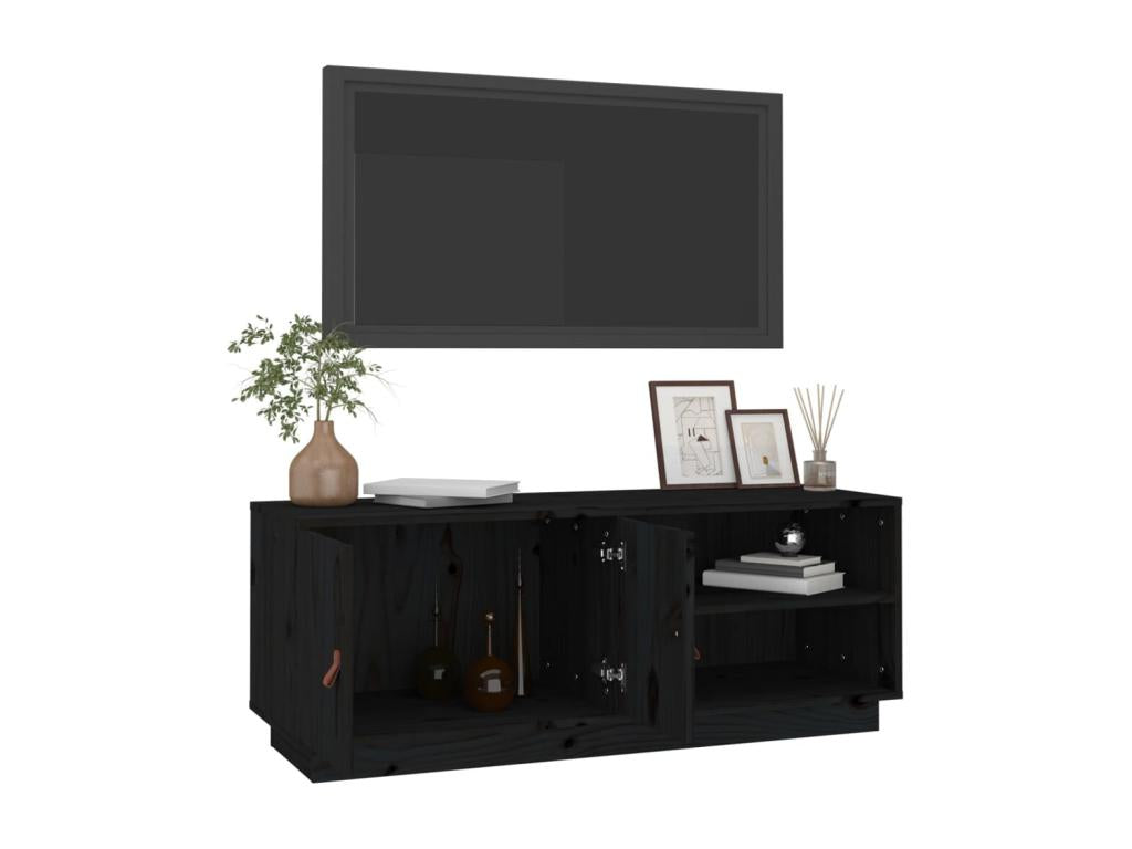 Meuble TV Noir 105x34x40 cm Bois de pin massif DEYP48925