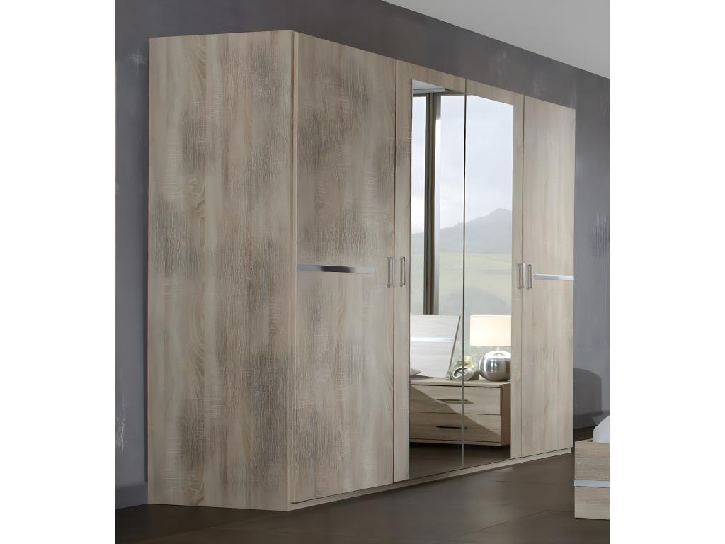 Chambre adulte imitation chêne en panneaux de particules - Dim 140x200 cm SPGR42553