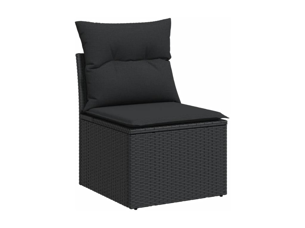 Salon de jardin avec coussins 14 pcs noir résine tressée LJHX44791