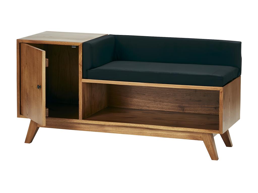 Banc en Artigeo massif avec coussins noirs BYVG08607