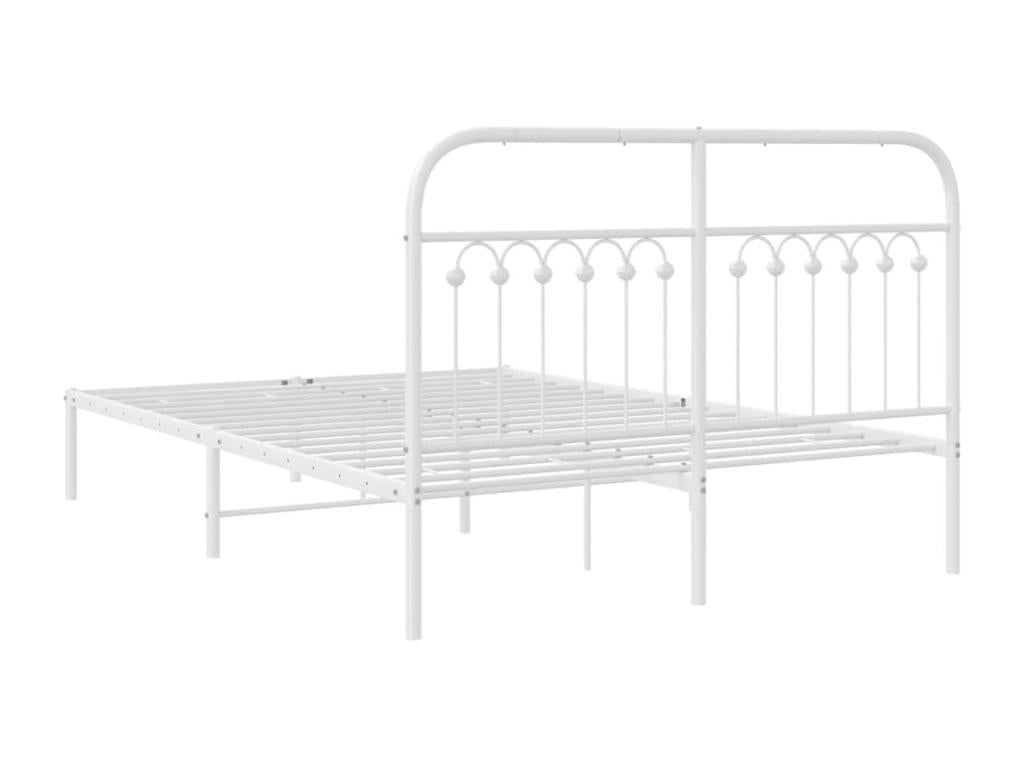 Cadre de lit métal sans matelas et tête de lit blanc 140x200 cm NUGX55489