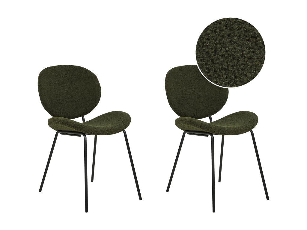 Lot de 2 chaises de salle à manger Cosymeub Bouclé Vert foncé SUEL79161