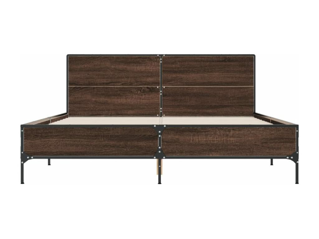Cadre de lit chêne marron 150x200 cm bois d'ingénierie et métal DLKW46457