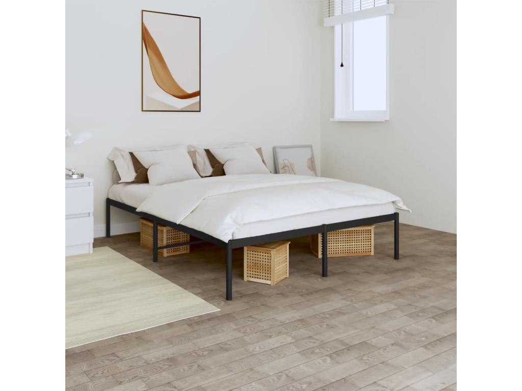 Cadre de lit métal noir 140x190 cm IASA22639