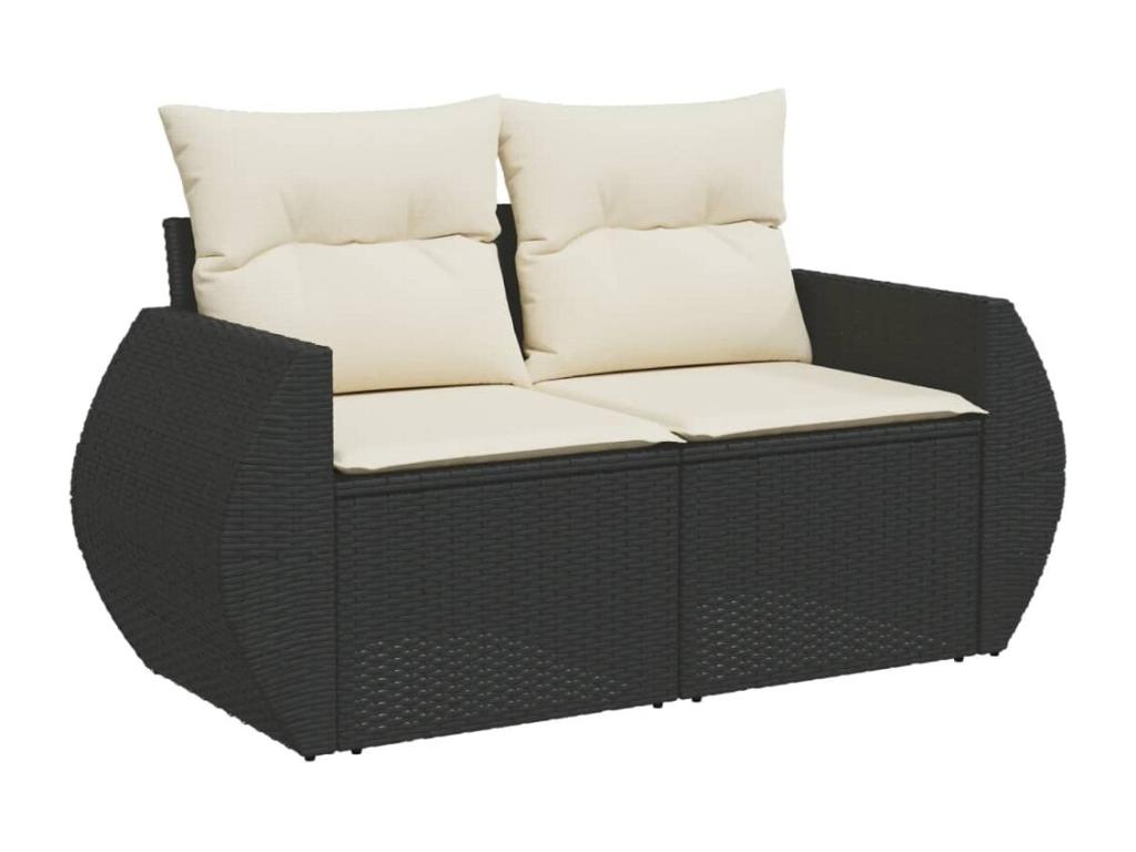 Salon de jardin 6 pcs avec coussins noir résine tressée RMNC38128