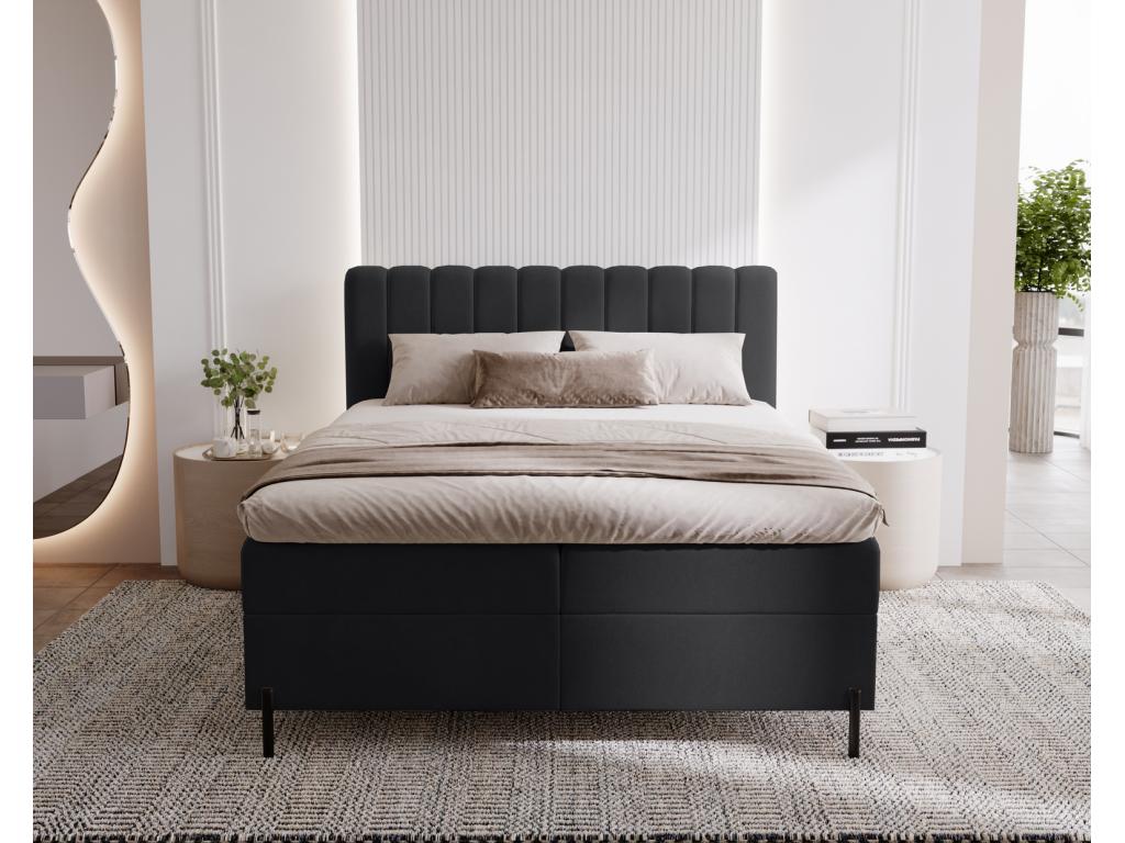 Lit adulte 160x200 Artigeo - Lit vec Rangement et Matelas Ressorts ensachés Lit Noir Artigeo 23 NRZC76921