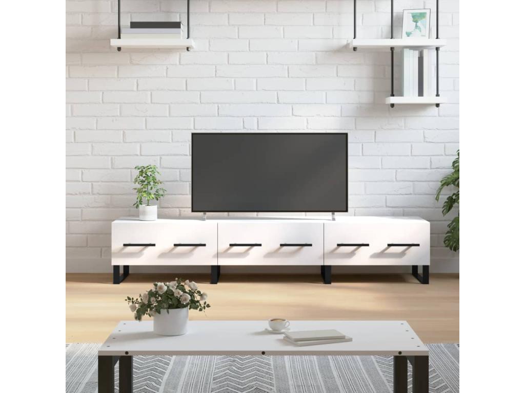 Meuble TV blanc 150x36x30 cm bois d'ingénierie AXMA83702
