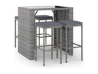 Ensemble de bar de jardin 5 pièces avec coussins gris poly rotin DZVV40526