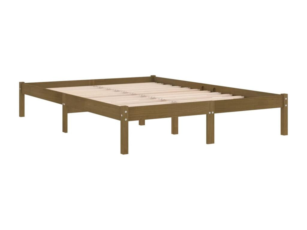 Cadre de lit Marron miel Bois de pin massif 200x200 cm ONBH06141