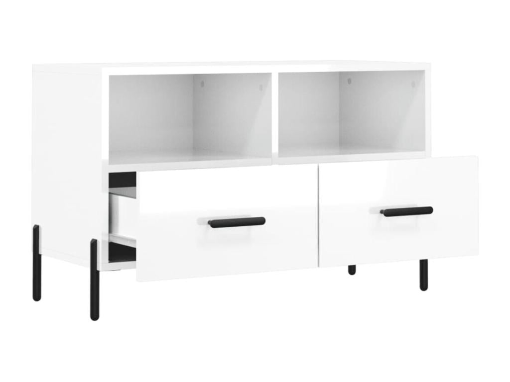 Meuble TV Blanc brillant 80x36x50 cm Bois d'ingénierie SBHU53959