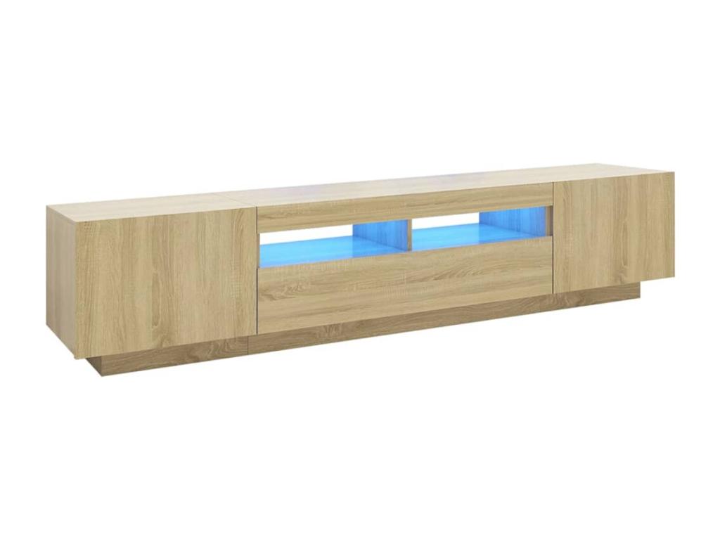 Meuble TV avec Cosymeubères LED Chêne Cosymeub 200x35x40 cm JUOW11301