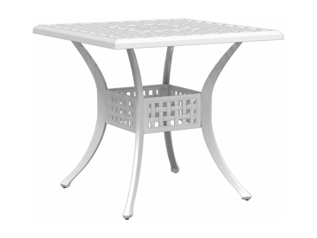 Table de jardin blanc 80x80x75 cm aluminium coulé XBWH09384
