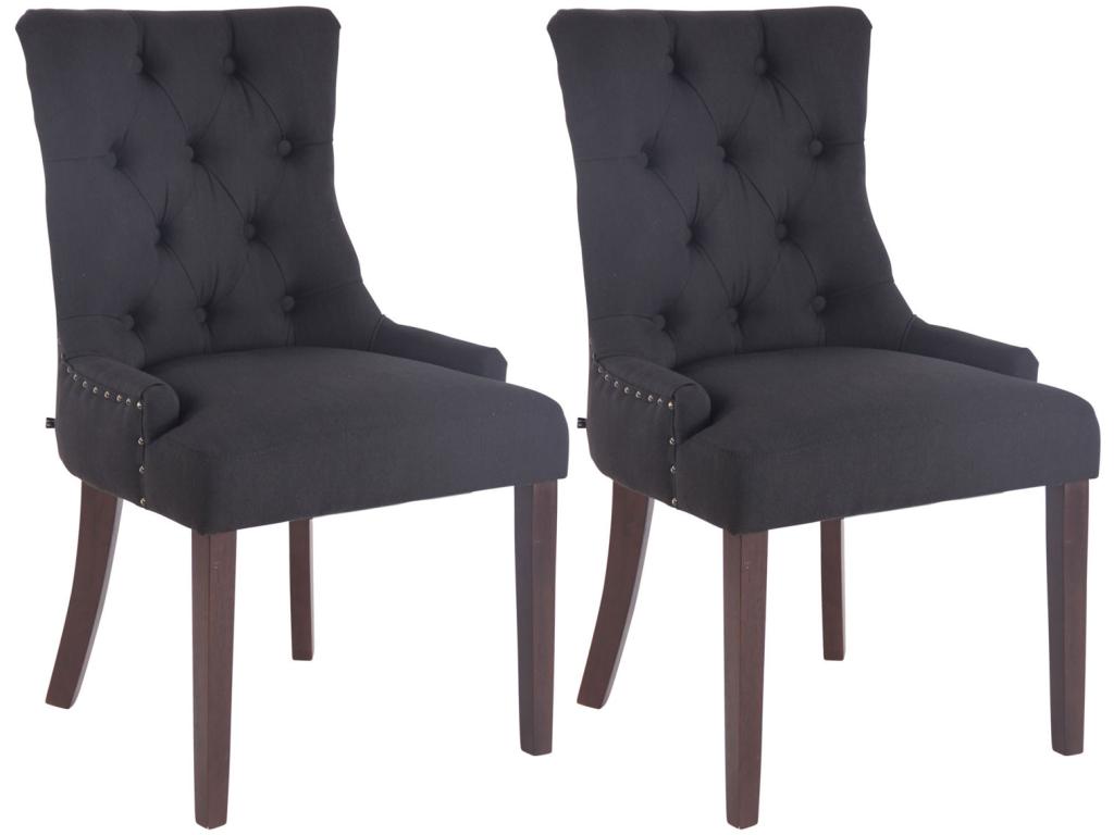Lot de 2 Chaise salle à manger - Tissu / Bois - Noir - Cosymeub NIZP38054
