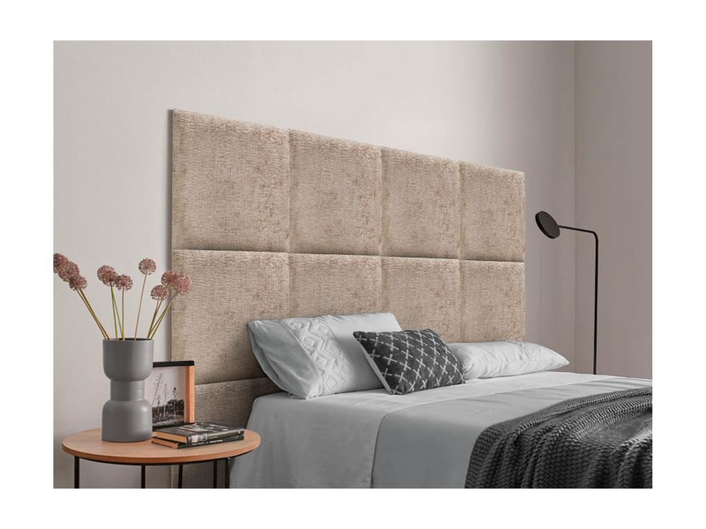 Artigeo Tête de Lit Rembourrée en Laine Écologique Composée de Panneaux Autocollants Interchangeables Chambre de Luxe Rembourrée marron clair 160 cm TSZX07263
