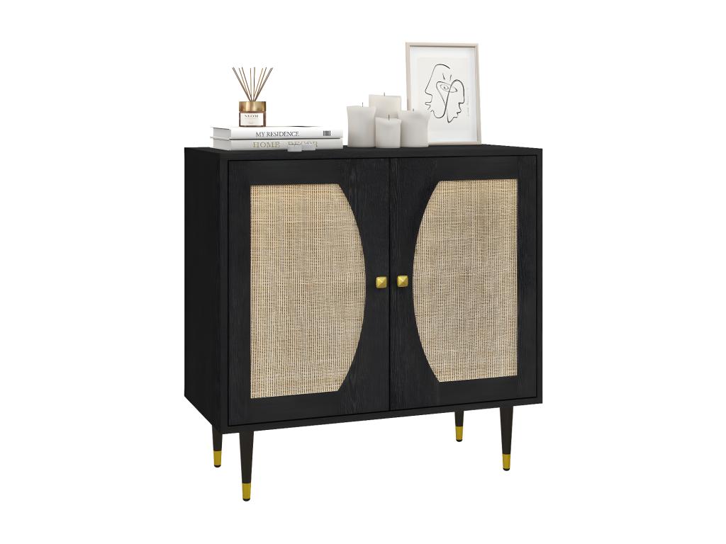 Buffet 2 portes Cosymeub cannage et noir KULR76003