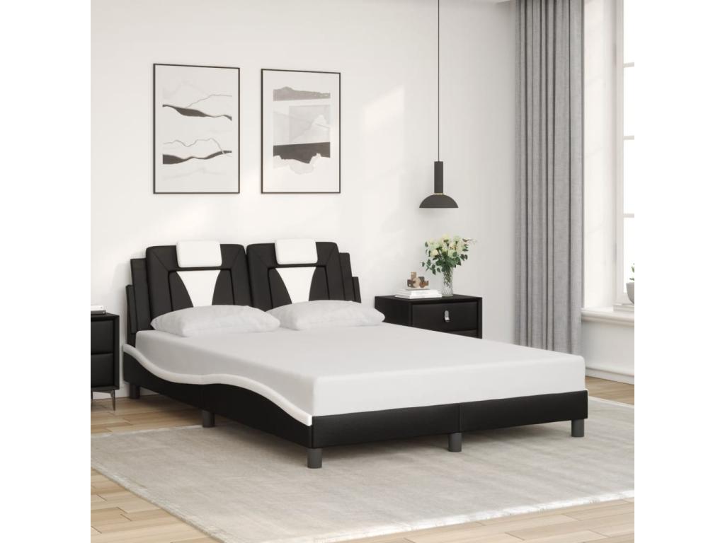 Cadre de lit avec LED sans matelas noir et blanc 120x200 cm EEKZ69898