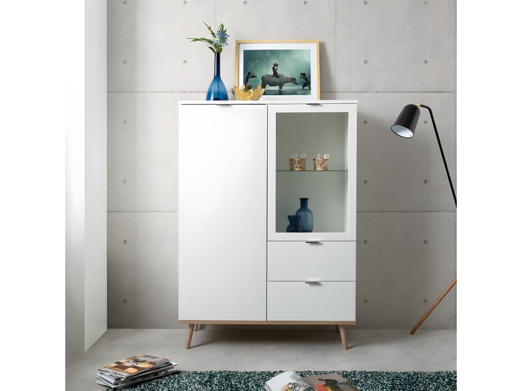 Vaisselier avec 2 Portes et 2 Tiroirs H140 cm - COPENHAGUE ZVHX96183