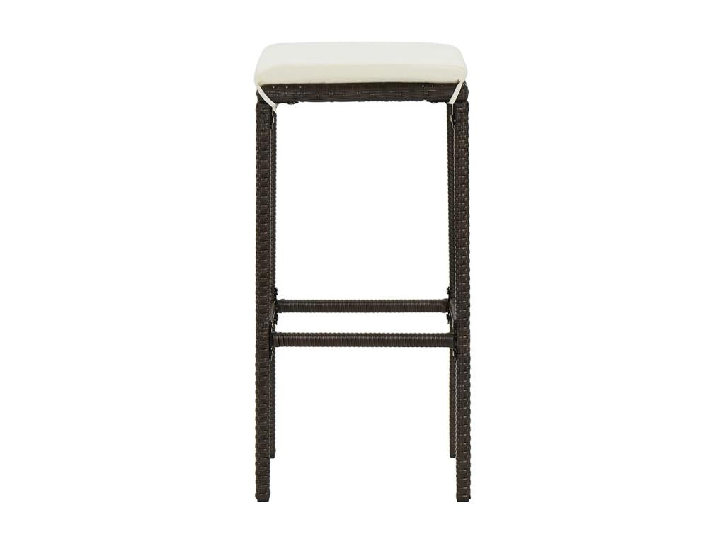 Meuble de bar de jardin 7 pièces et coussins Résine tressée Marron UDVE43561