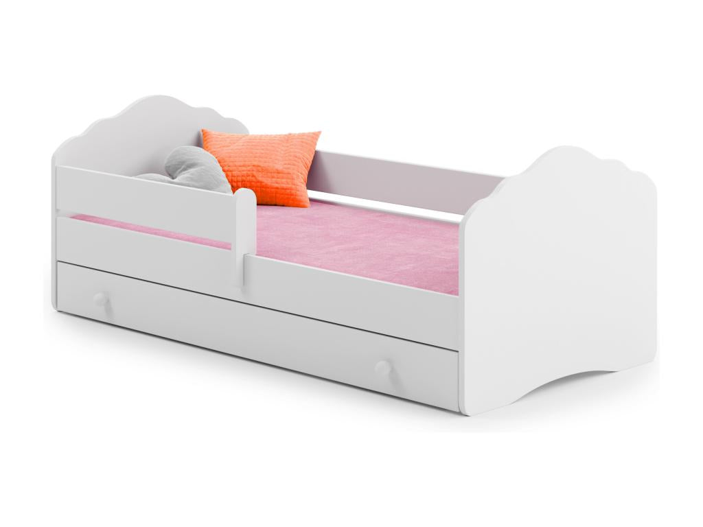 Lit enfant Artigeo avec tiroir balustrade et matelas inclus - Sans graphique - 140 cm x 70 cm OWAE12027