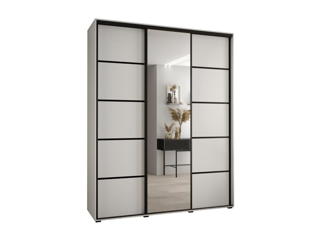 ARMOIRE Artigeo 5 À PORTES COULISSANTES 235.2/180/45 3 portes Blanc/Blanc/Noir UWBB89117