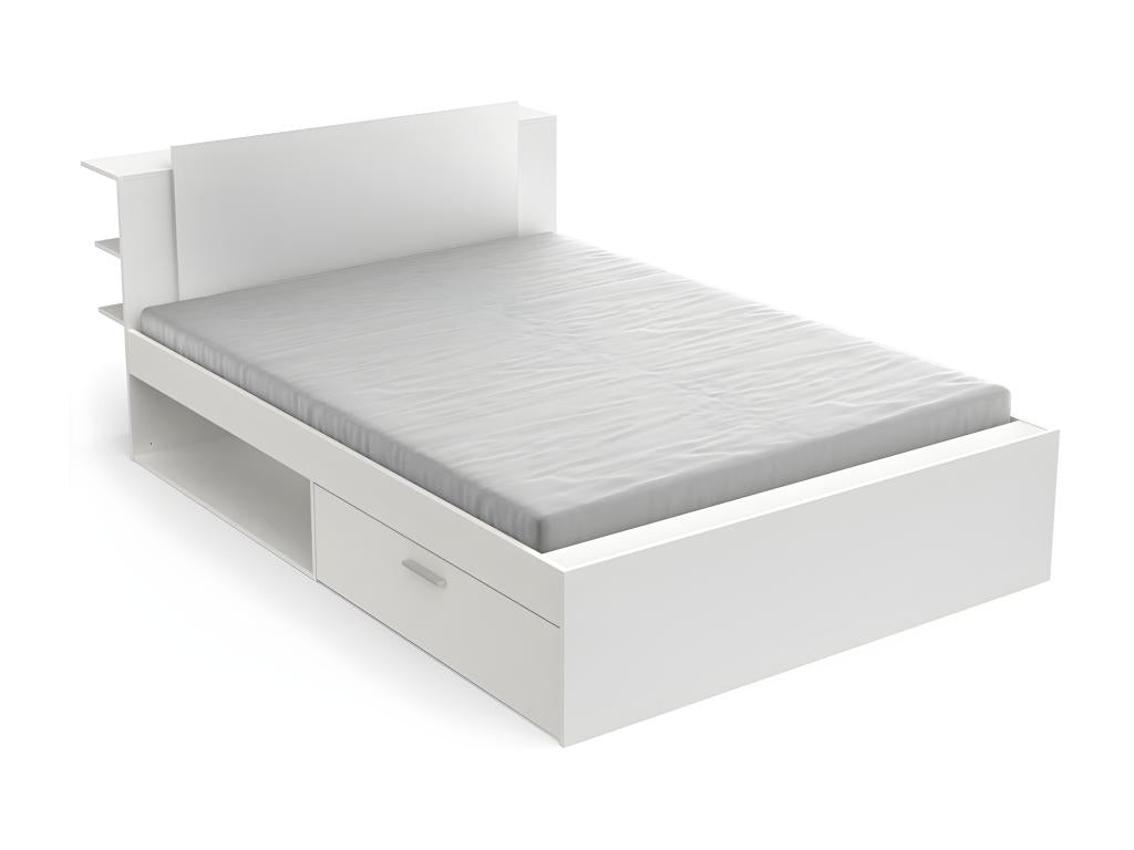 Lit en 140x190/200 cm 2 tiroirs et 2 niches - L144.7 cm BYHD21254