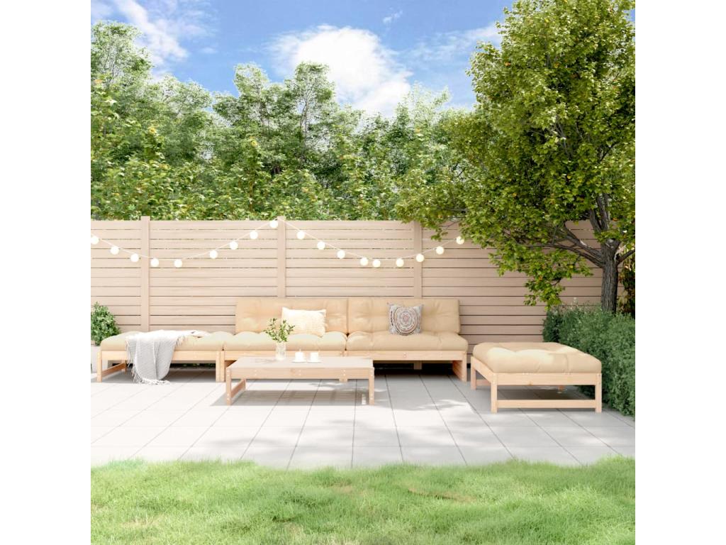 Salon de jardin 5 pcs bois massif de pin YKMG64931