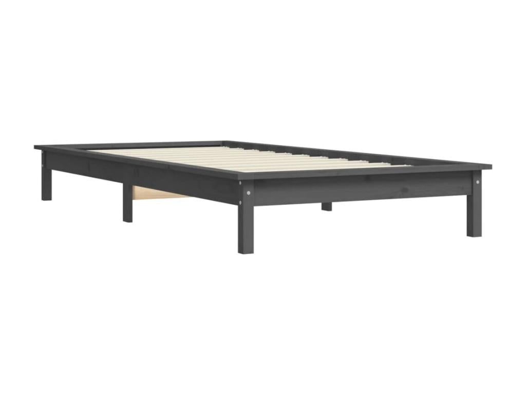 Cadre de lit sans matelas gris bois massif VFXP93372
