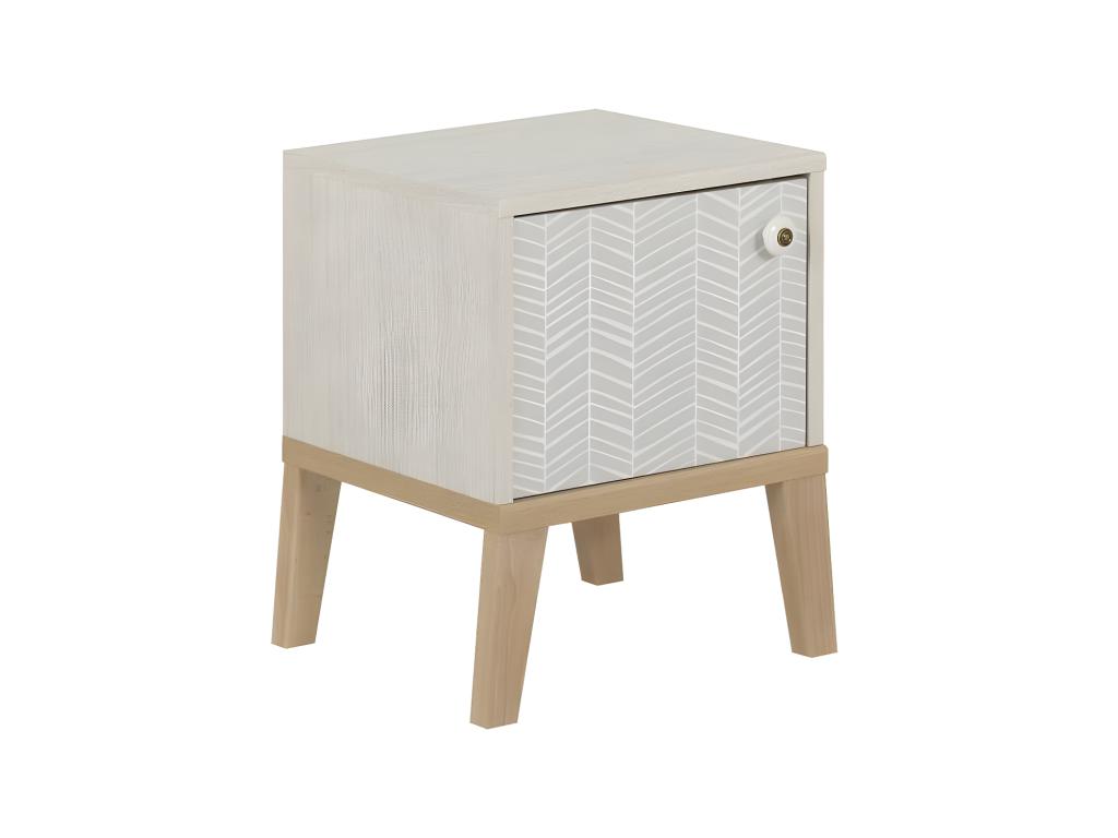 Table de chevet 1 porte Bois blanc - Cosymeub URBE75932