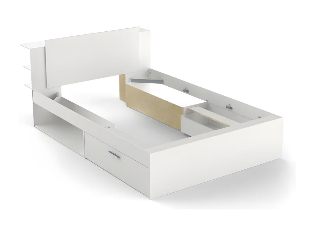 Lit en 140x190/200 cm 2 tiroirs et 2 niches - L144.7 cm BYHD21254