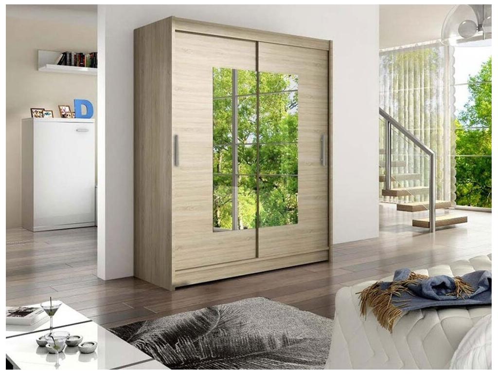 Armoire Cosymeub 104 Cosymeub chêne 200x150x58cm Portes d'armoire Glissement QWRR39411