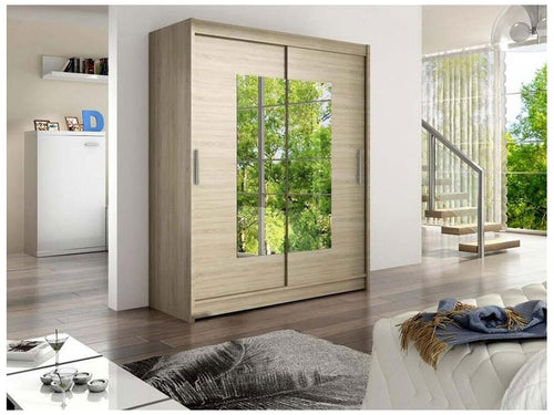 Armoire Cosymeub 104 Cosymeub chêne 200x150x58cm Portes d'armoire Glissement QWRR39411