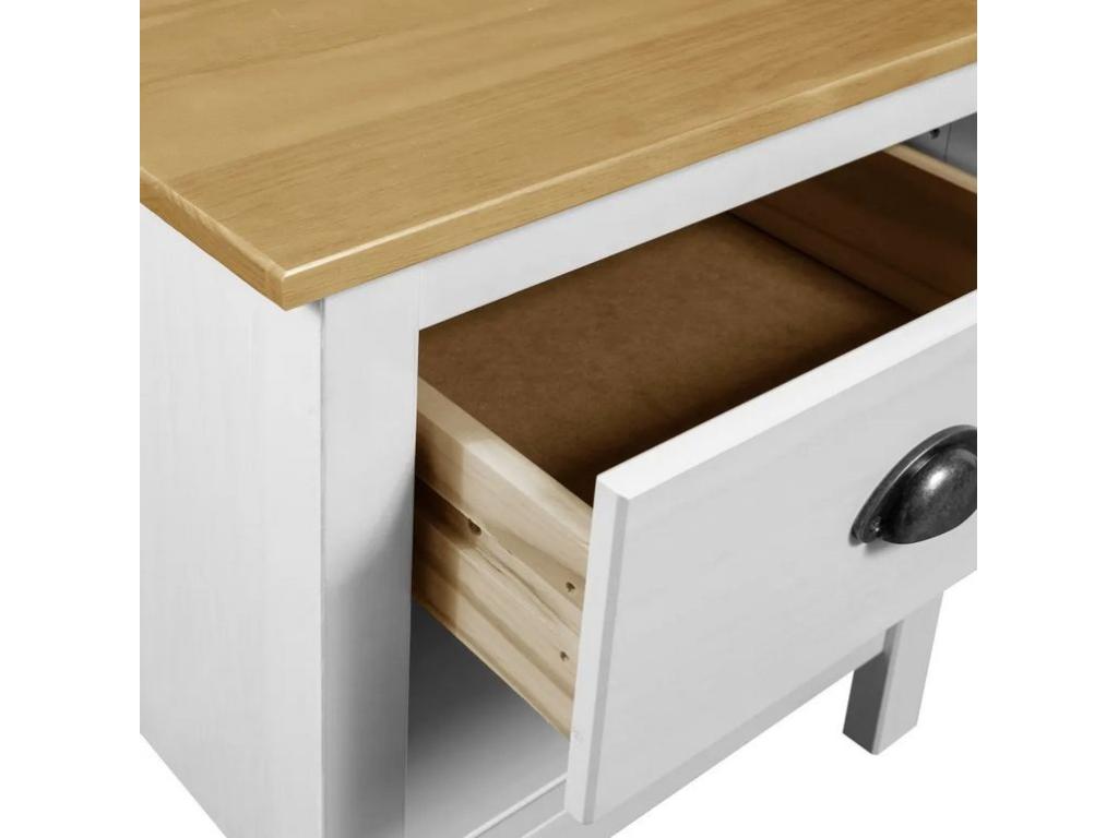 Chevet 1 tiroir pin massif clair et blanc Artigeo - Lot de 2 XHMH00323