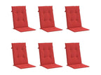 Coussins de chaise de jardin dossier haut lot de 6 tissu rouge SQMR32243