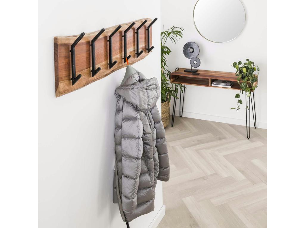 Portemanteau mural bois massif 6 double crochets Cosymeub TAEQ88752