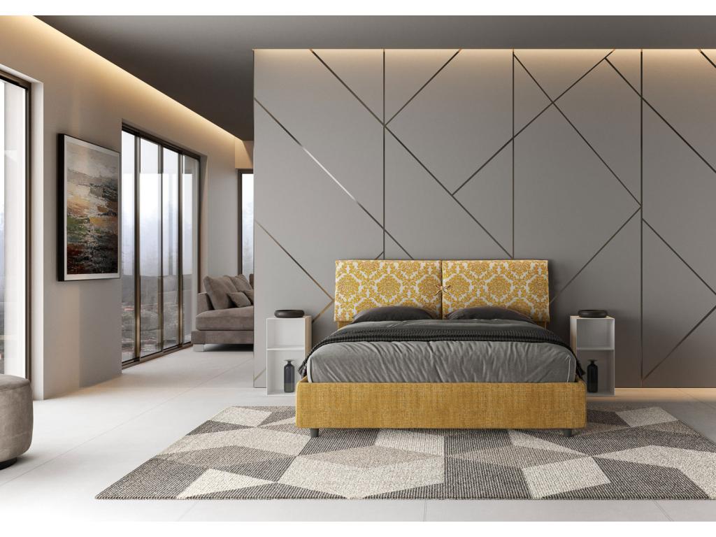 Lit coffre rembourrée 160x190 tissu Artigeo 3 jaune Artigeo HQSY78364