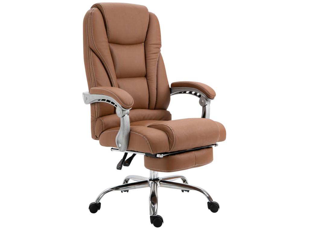 Chaise de bureau - Similicuir / Métal chromé - Marron clair - Cosymeub YCDT42576