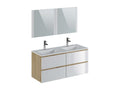 Meuble de salle de bain Artigeo 4 tiroirs 120 cm chêne et blanc T-Artigeo Inclus lavabo et miroir NRTT73209