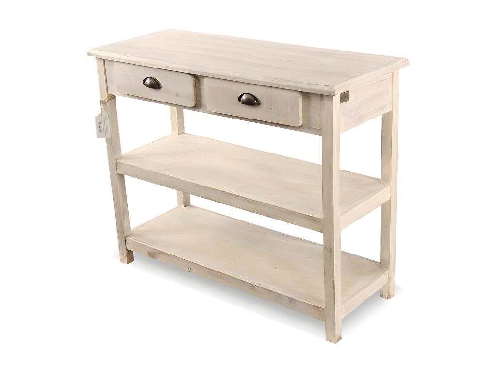 Console 2 Tiroirs Bois Blanc 100x40x80.5cm - Cosymeub GMWA76113
