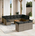 Salon de jardin avec coussins 14 pièces gris résine tressée YSYL90163