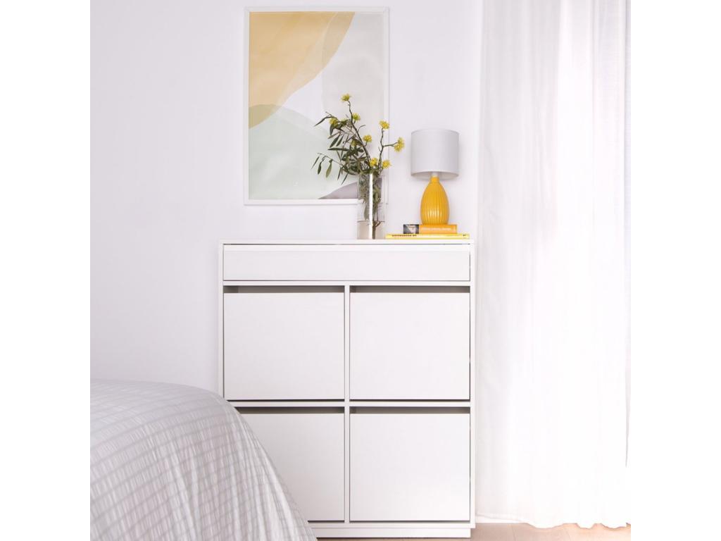 Armoire à chaussures double en laqué blanco 88x103 cm-Cosymeub SHHM36690