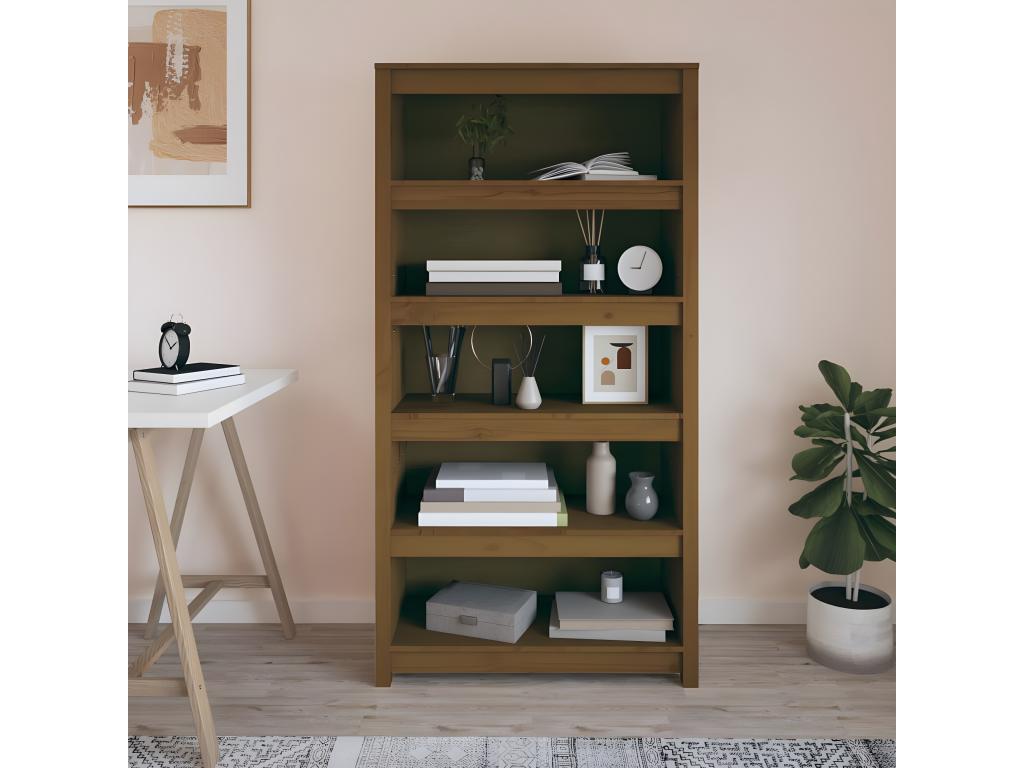 Bibliothèque Marron miel 80x35x154 cm Bois de pin massif RGKT96779
