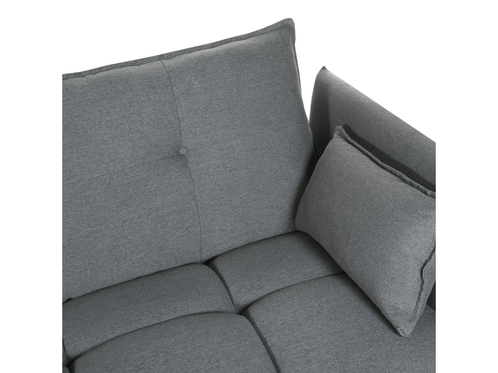 Canapé d'Angle droit avec Coussins Dossier en Tissu Polyester Gris Foncé Artigeo CDVS16526