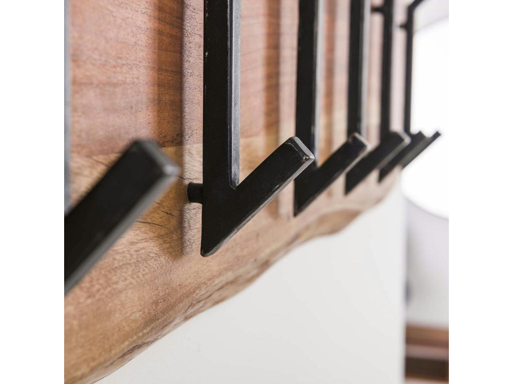 Portemanteau mural bois massif 6 double crochets Cosymeub TAEQ88752