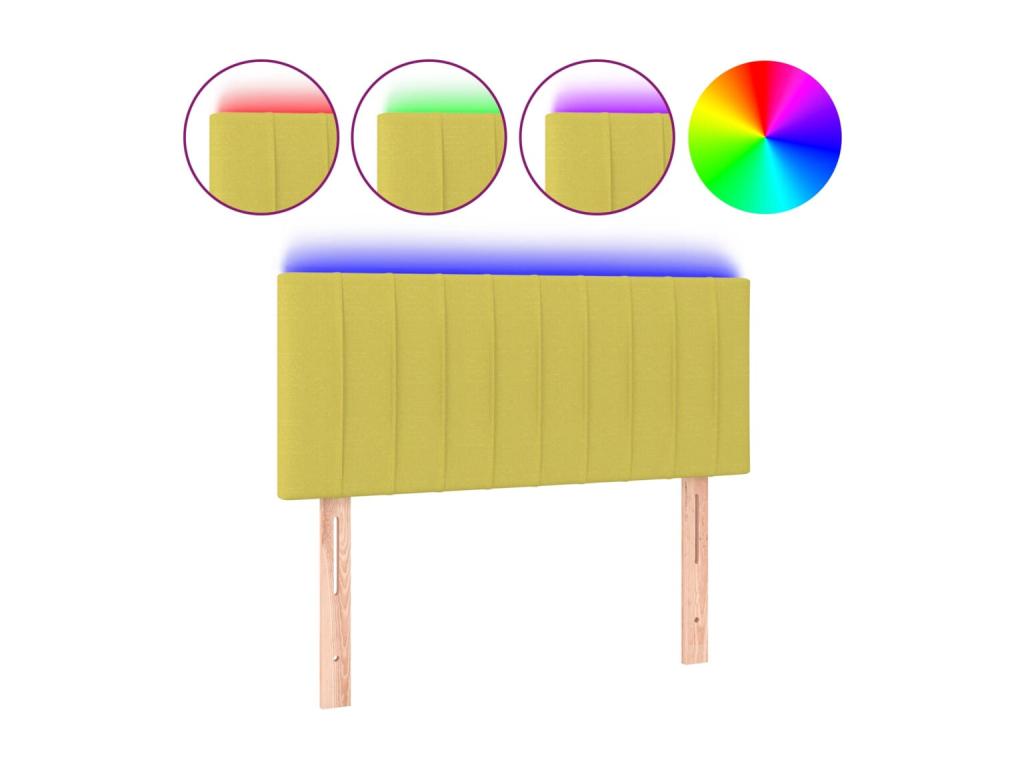 Tête de lit à LED Vert 100x5x78/88 cm Tissu HMYA80722