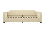 Lit de jour avec matelas crème 90x200 cm tissu XOBK99089