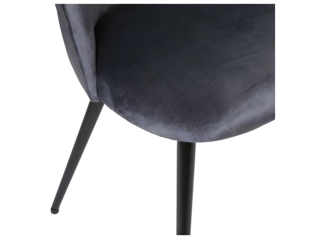 Chaise de table en Velours Gris souris et pieds en métal Noir ENJF99817