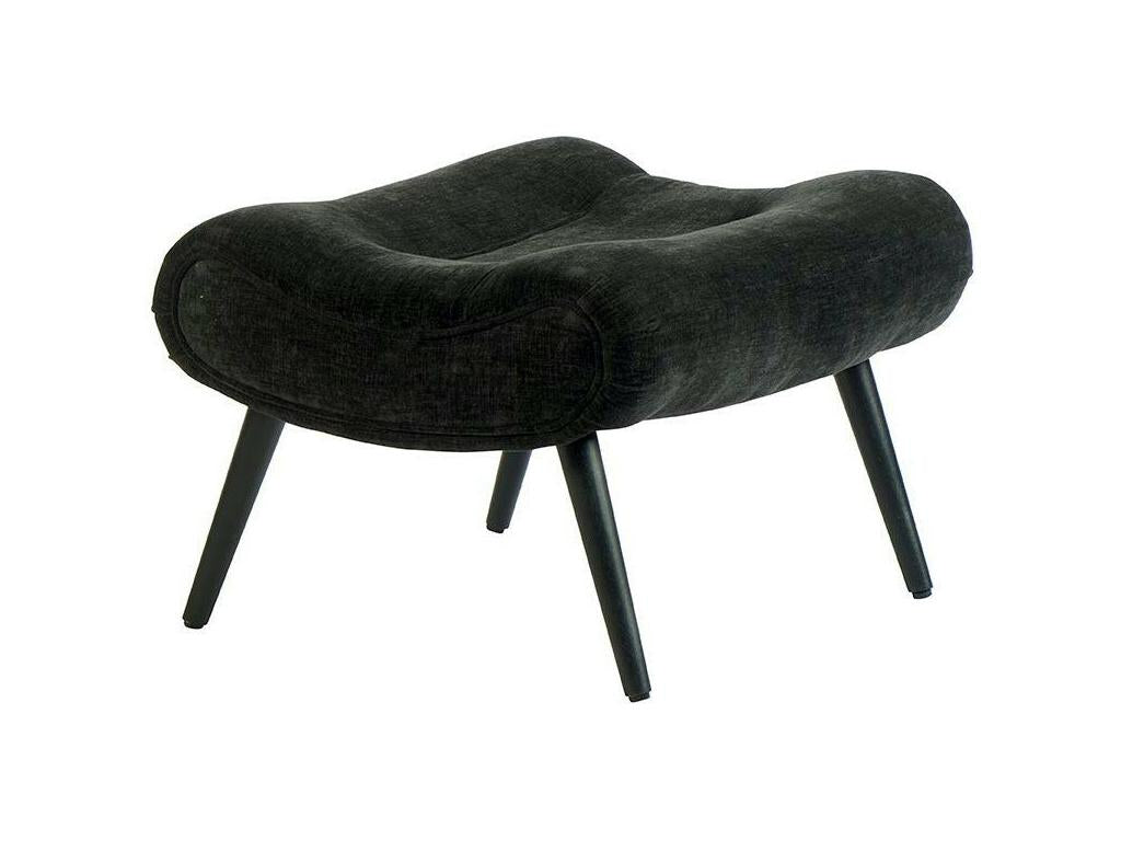 Fauteuil et pouf assortis tissu noir Chezlova QHYI17783