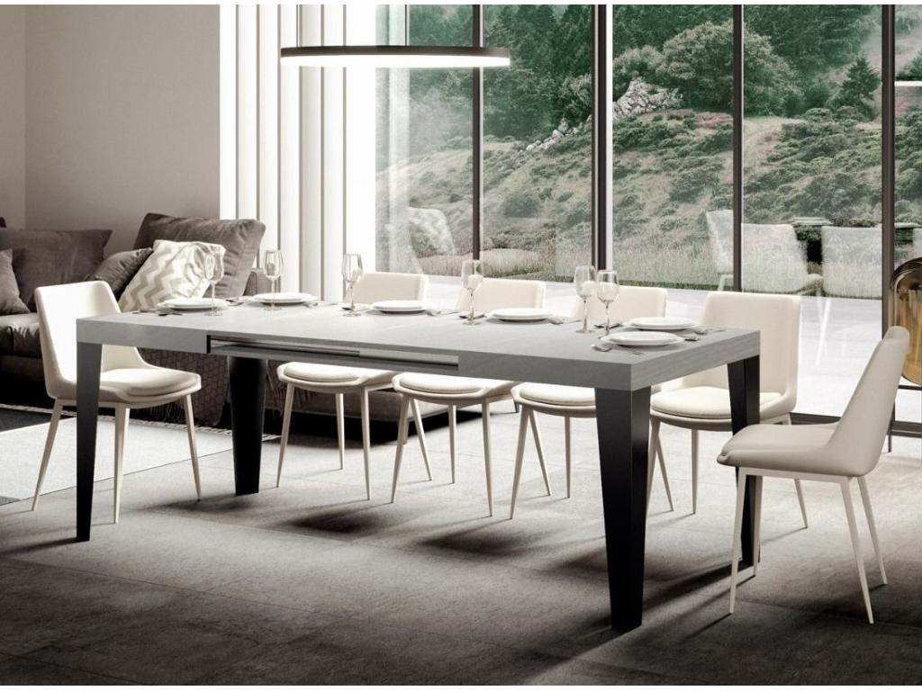 Table rectangulaire extensible 6 à 18 places L 130 à 390cm blanc et pieds métal anthracite Cosymeub KQDD34143