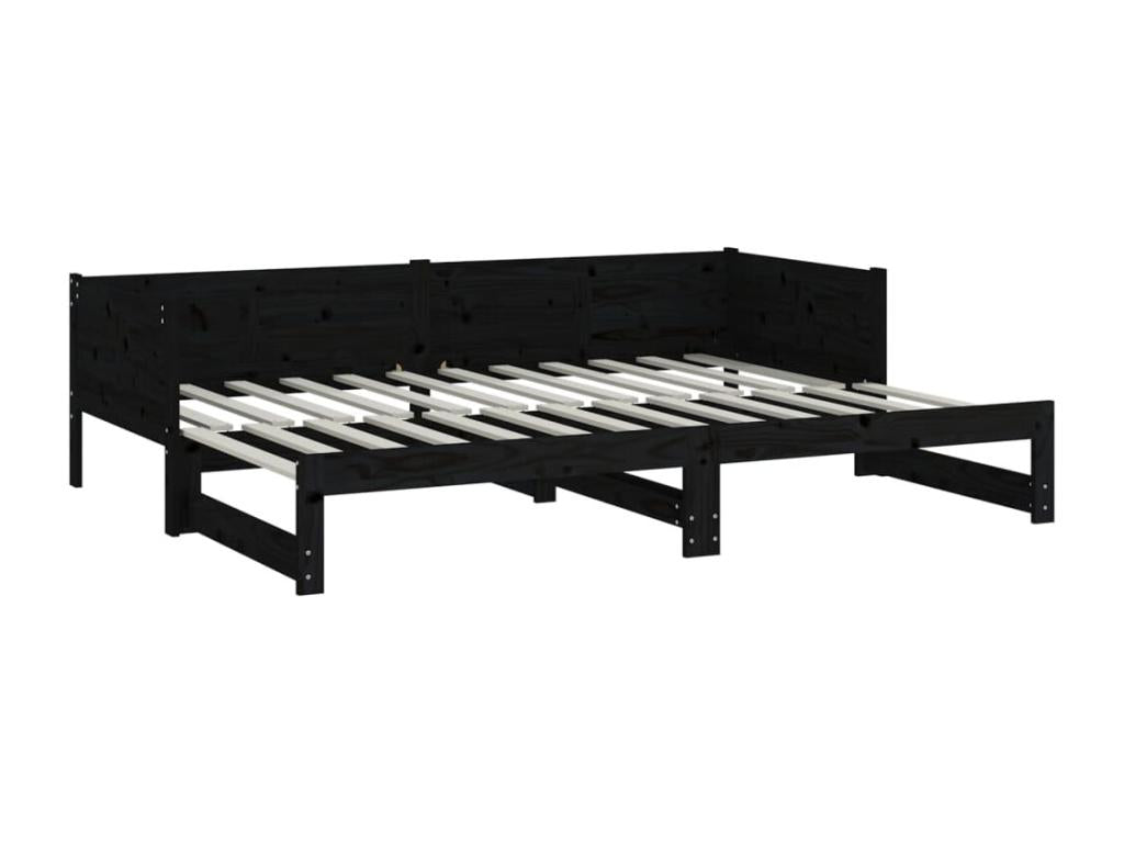Lit coulissant sans matelas noir 2x 90x200 cm YVPP16469